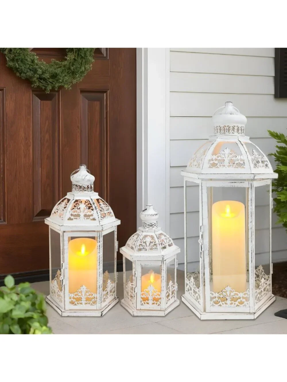 Large Vintage Decorative Lantern Set - 3 Sizes for Indoor/Outdoor Home Decor